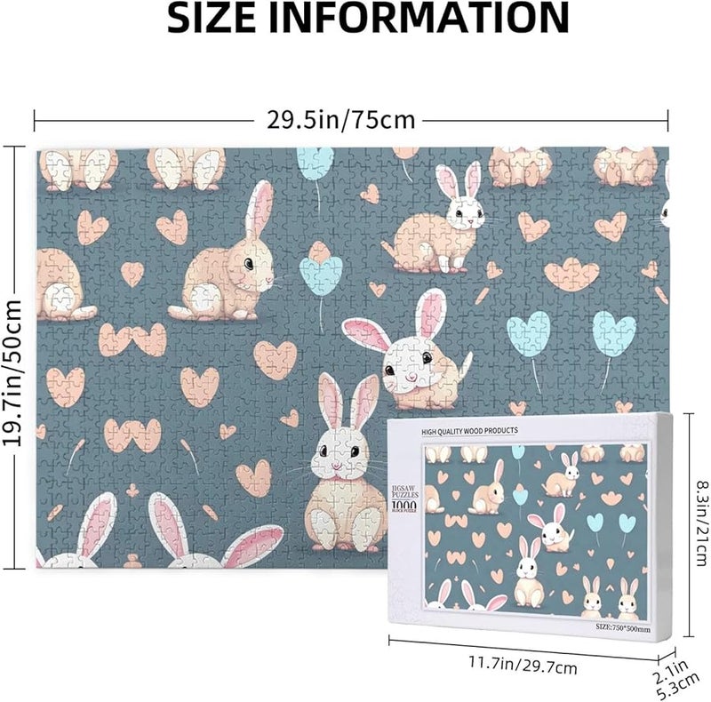 Phayah 1000 قطعة لغز أرنب لطيف للبالغين ديكور المنزل 29.5 × 19.7 بوصة - Image 3